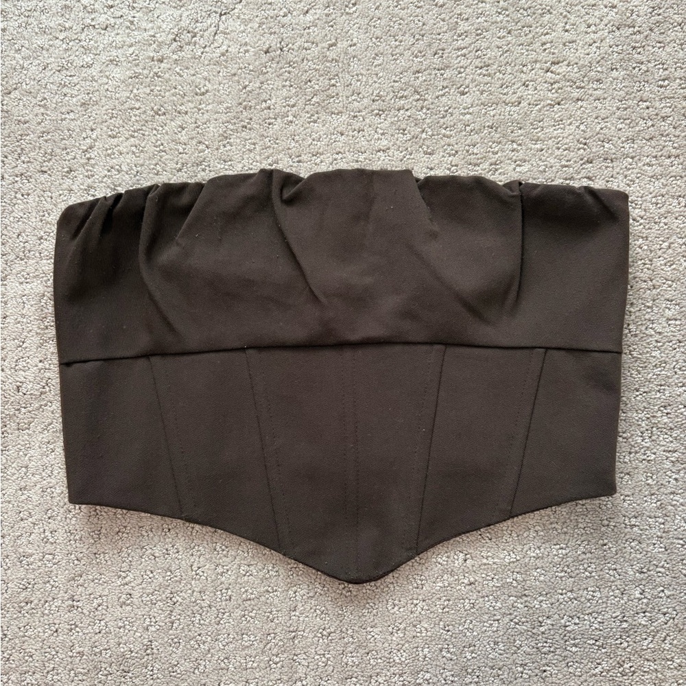 Brown Strapless Corset Top